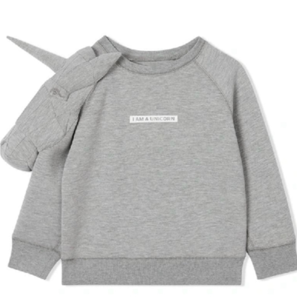 NWT Burberry Unicorn Gray Crew Neck Sweatshirt Soft Cotton Blend